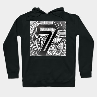 Lucky Number 7 seven black and white illustration Hoodie